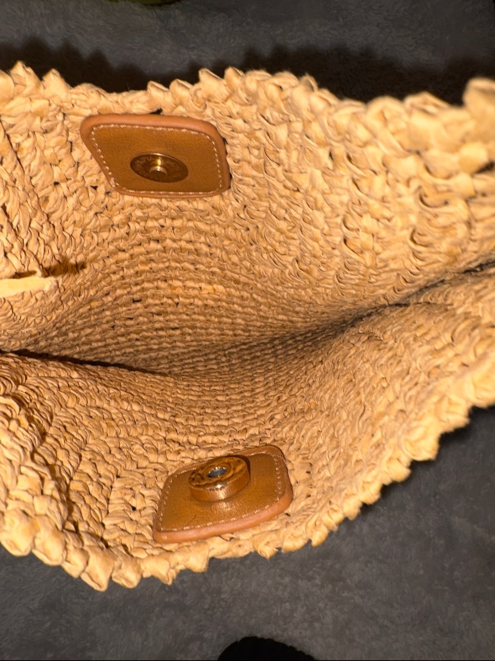Brielle Crossbody Woven Straw Hobo Shoulder Bag with Gold Chain - Beige - Picture 7 of 8